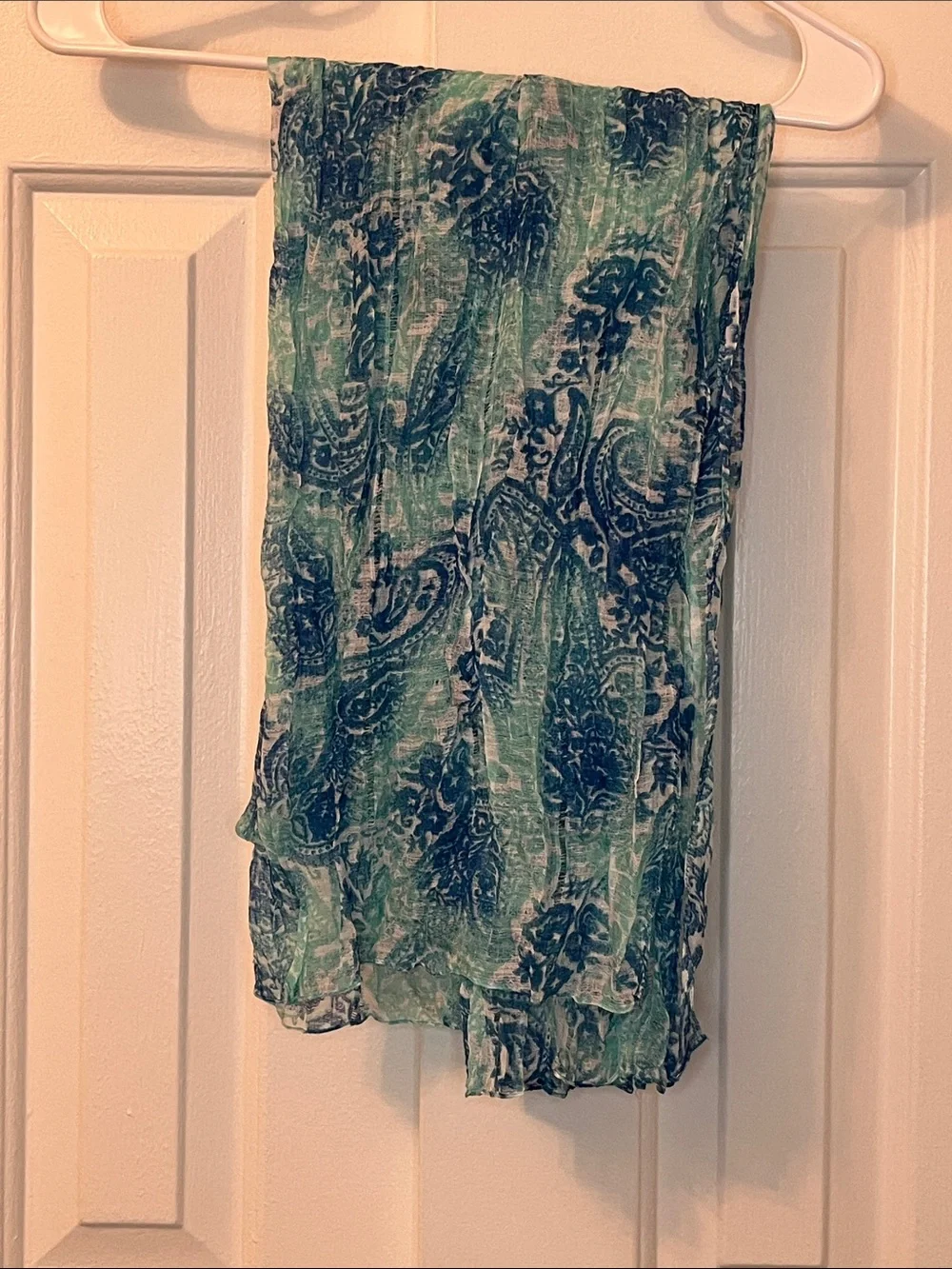 NWT Preston & York Blue Paisley Print Long Lightweight Scarf Made in Italy